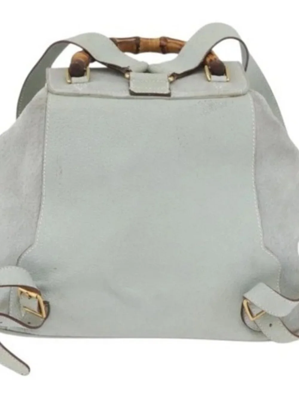 GUCCI Bamboo Backpack Suede Light Blue Gold 003 2058 0016 Auth LNZ552